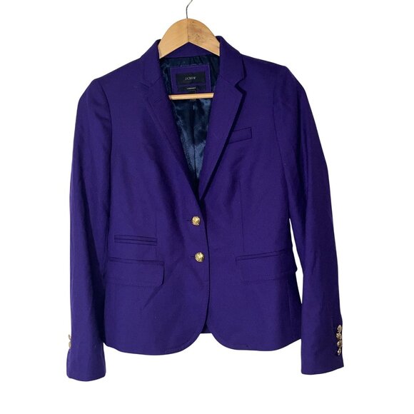 J.Crew Womens Schoolboy Career Blazer Size 0 Purple Wool - Picture 2 of 10